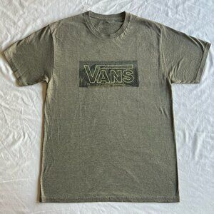 Vans Heather Green Mountain Range Logo Crew Neck Graphic Tee - Men's Medium
